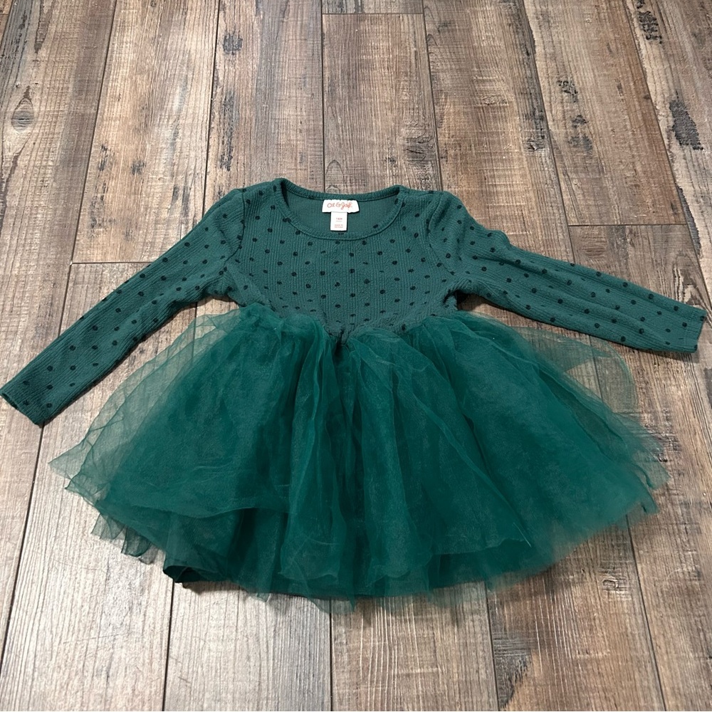 Cat & Jack Girl’s Size‎ 18 Beautiful Green Lined Christmas Tutu Dress tulle
